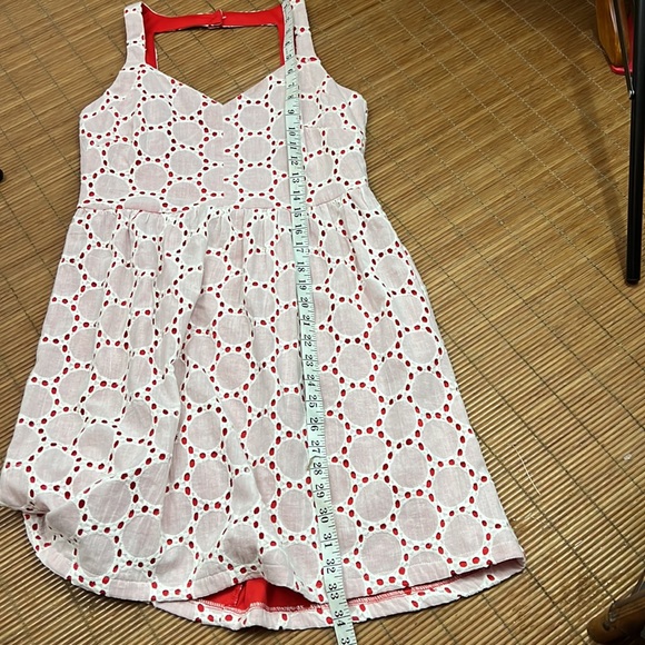 Freeway, small, white eyelet over red summer mini dress - Picture 5 of 5